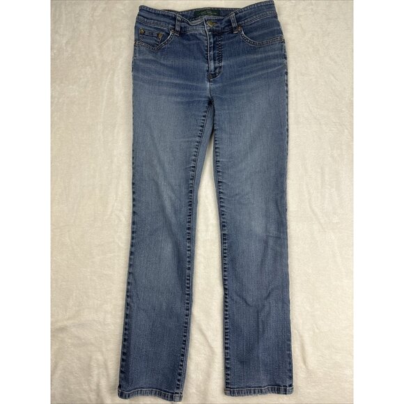 LRL Ralph Lauren Jeans Co Womens Size 4 Heritage Jean Blue Denim Stretch - Picture 1 of 12